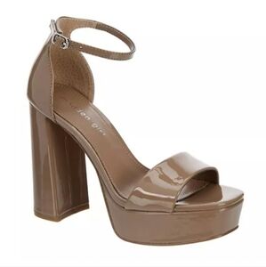 Madden Girl Omega Platform Ankle Strap Pump Dark Nude Patent Leather High Heels